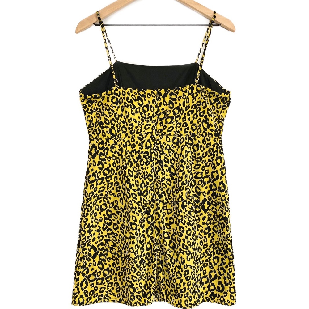 Emory Park Leopard Cheetah Spaghetti Strap Mini Dress, Neon Yellow - Size L - Picture 5 of 9